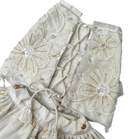 BEADED FLOWER APPLIQUE HAND EMBROIDERED LEHENGA FOR DOGS AND CATS
