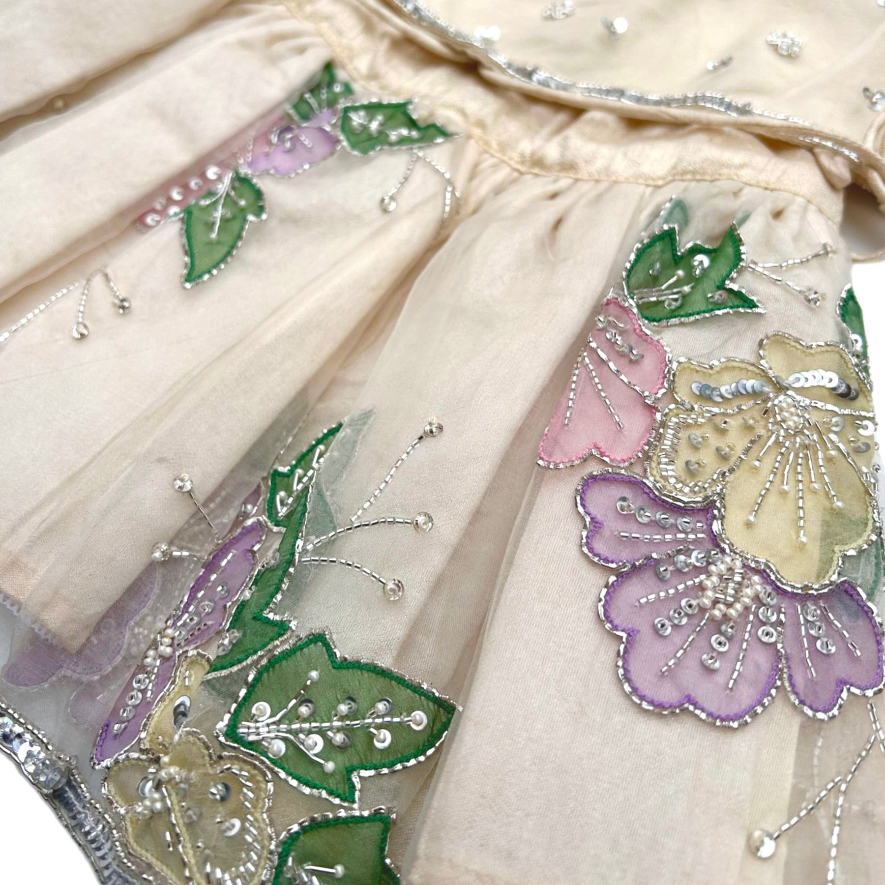 OFF-WHITE PITTA WORK EMBELLISHED DOG LEHENGA