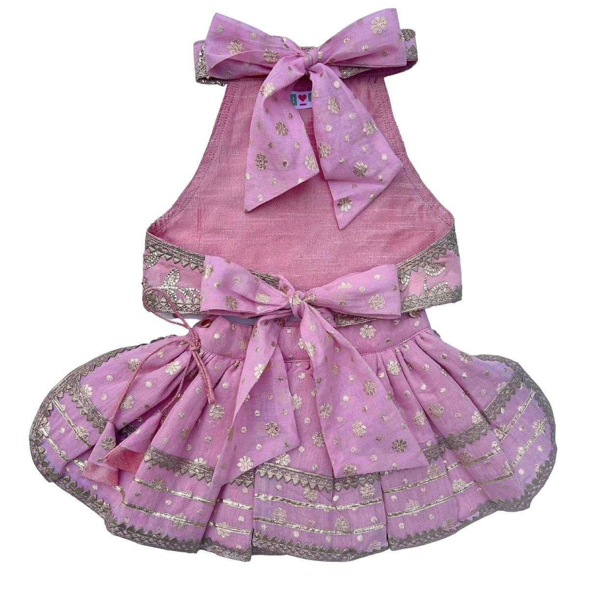 PASTEL PINK GOTA EMBROIDERED BOW DOG LEHENGA