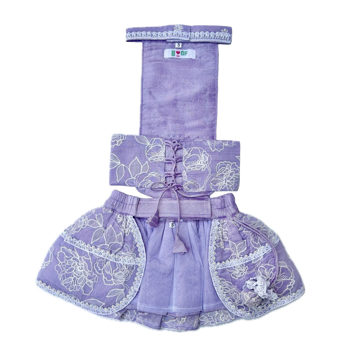 LAVENDER OFF-WHITE EMBROIDERY DOG LEHENGA