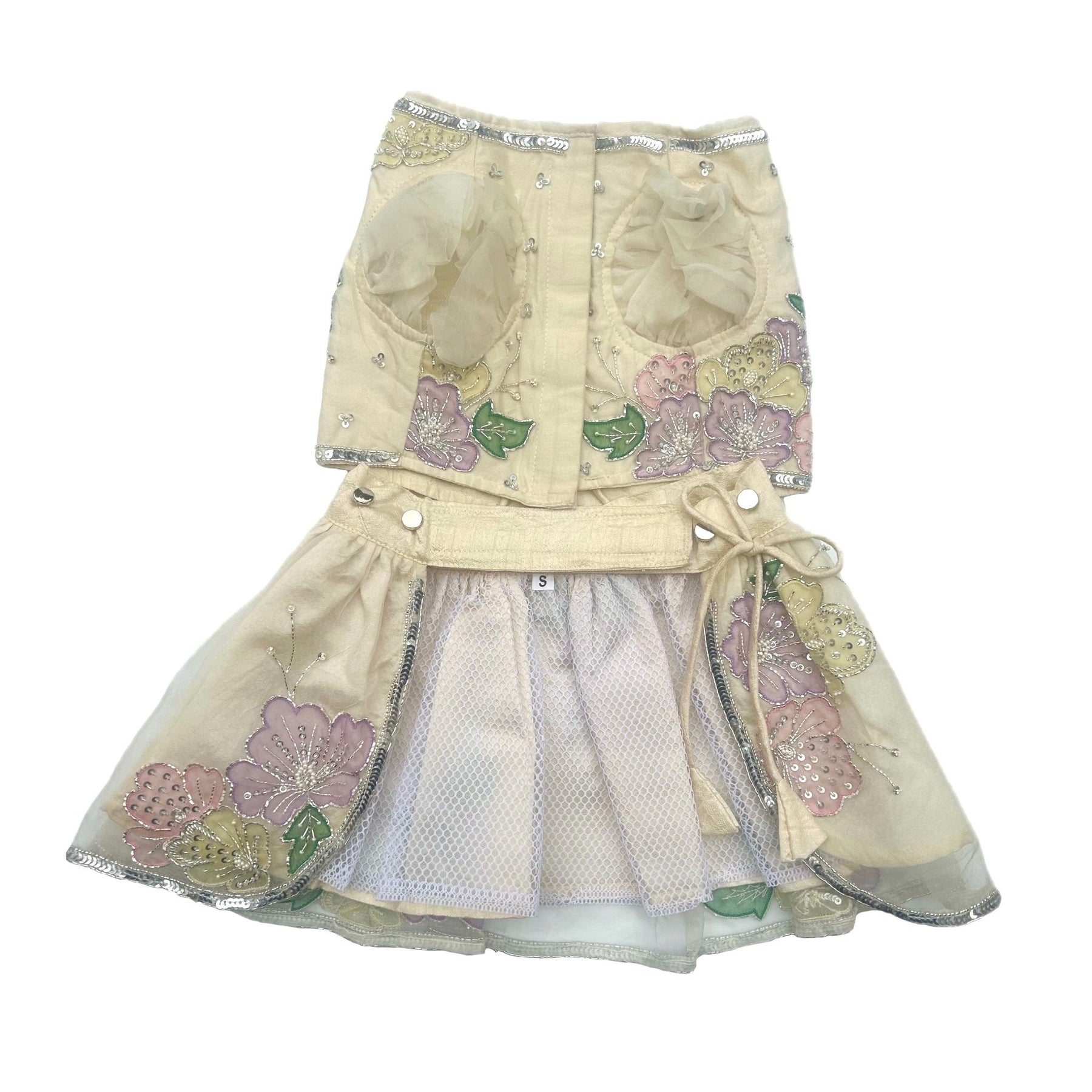 OFF-WHITE PITTA WORK EMBELLISHED DOG LEHENGA