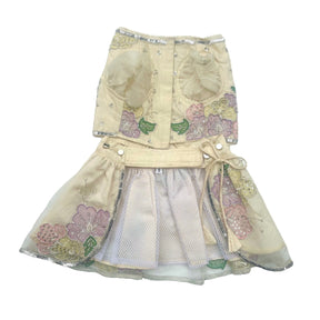 OFF-WHITE PITTA WORK EMBELLISHED DOG LEHENGA
