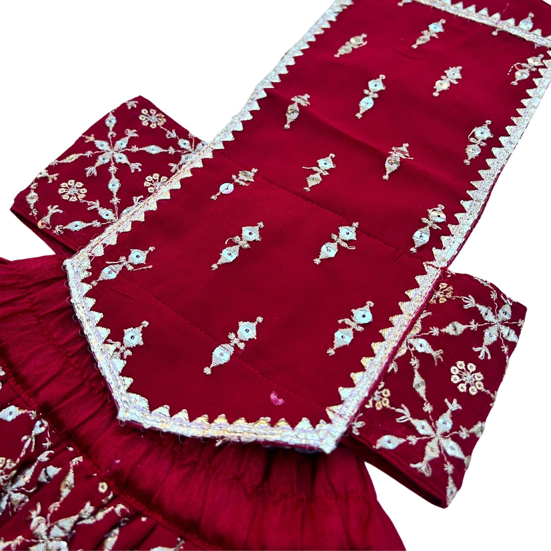 RED FESTIVE DOG LEHENGA