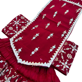 RED FESTIVE DOG LEHENGA