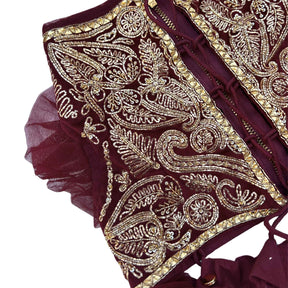 ROSEWOOD VELVET PITTA WORK DOG LEHENGA