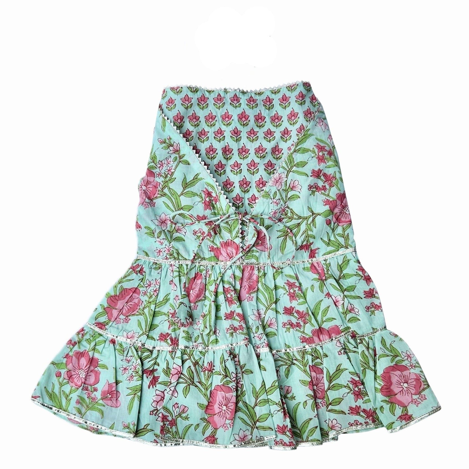 AQUA FLORAL ANARKALI + BLUE BONE RAKHI FOR DOGS AND CATS
