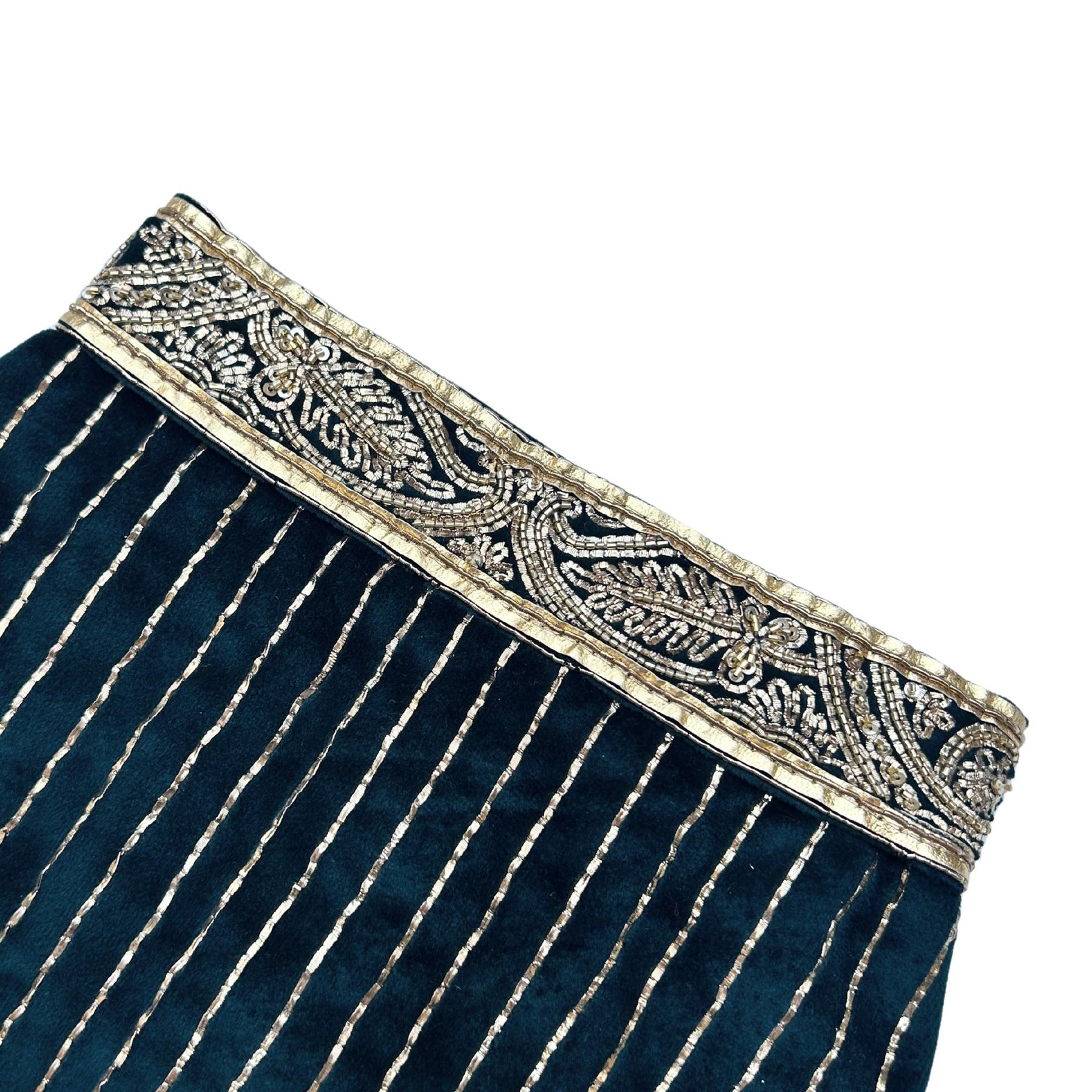MIDNIGHT GREEN VELVET PITTA WORK DOG SHERWANI