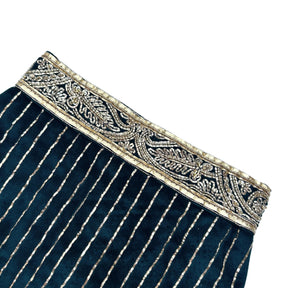 MIDNIGHT GREEN VELVET PITTA WORK DOG SHERWANI