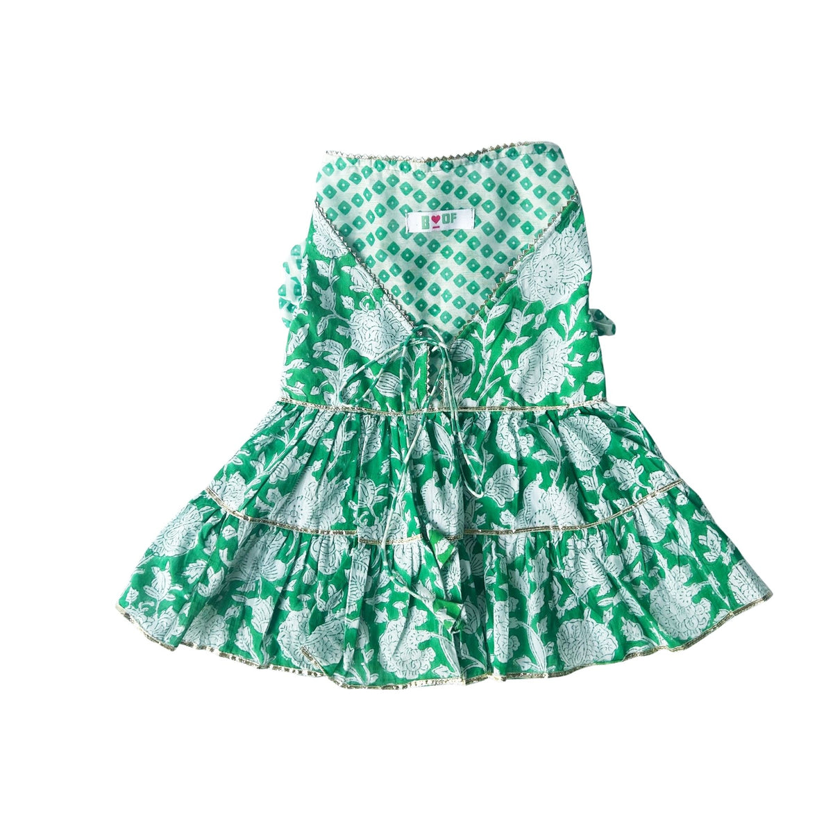 GREEN ANARKALI DOG DRESS