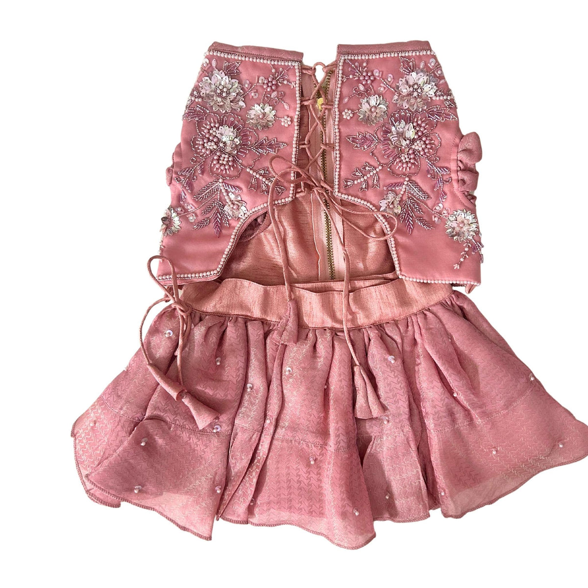 GULMARG PEARL PINK HAND EMBROIDERED DOG LEHENGA