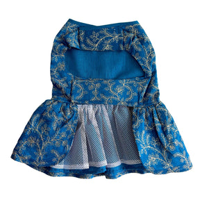BLUE HARNESS STYLE DRESS + HEART RAKHI FOR DOGS AND CATS