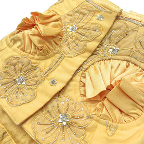 YELLOW BEADED FLOWER APPLIQUE HAND EMBROIDERED LEHENGA FOR DOGS AND CATS