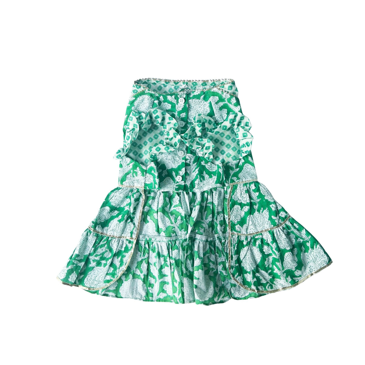 GREEN ANARKALI DOG DRESS