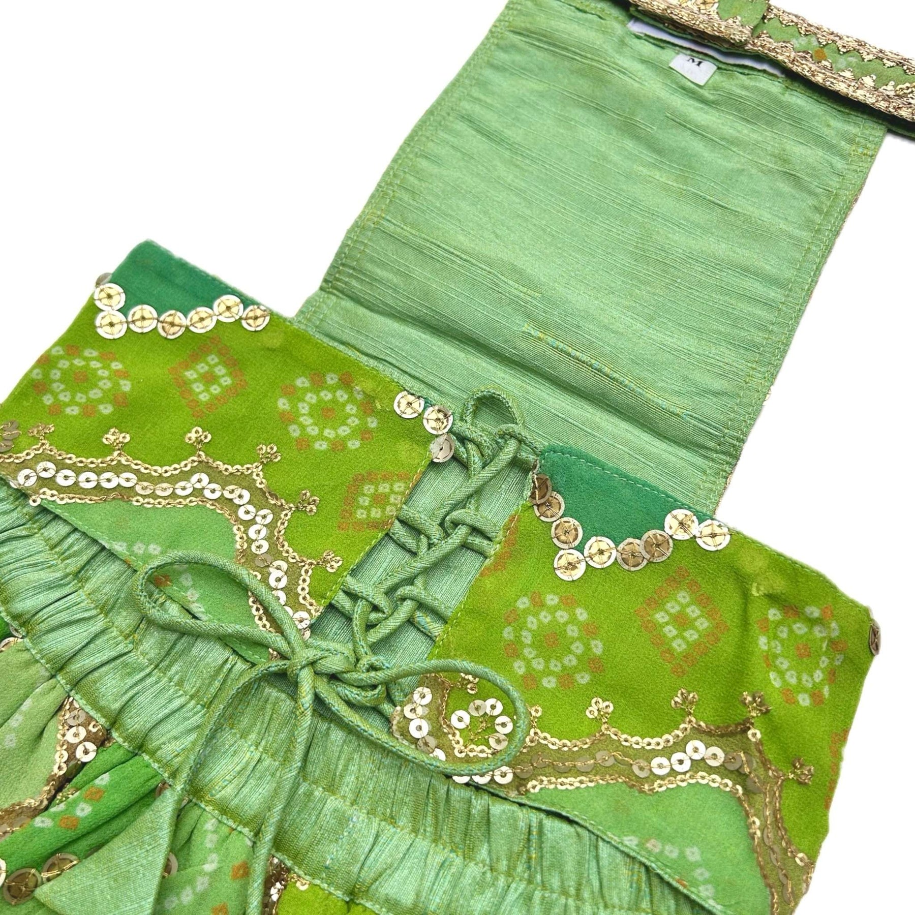 GREEN CHEVRON DOG LEHENGA