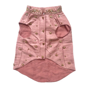 PINK HAND EMBROIDERED GOLD FLOWERS DOG SHERWANI
