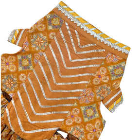 MUSTARD YELLOW PATIALA MOTIF DOG LEHENGA