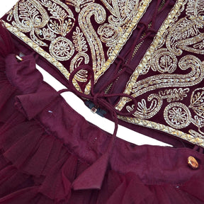 ROSEWOOD VELVET PITTA WORK DOG LEHENGA