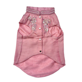 GULMARG PEARL PINK HAND EMBROIDERED DOG SHERWANI