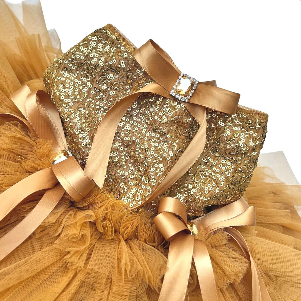 GOLD SEQUINS GEMSTONE DOG DRESS