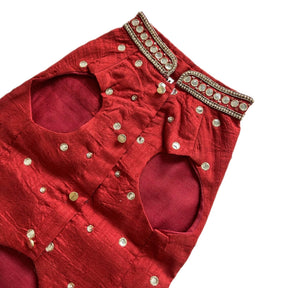 HAND EMBROIDERED MIRROR WORK RED DOG SHERWANI
