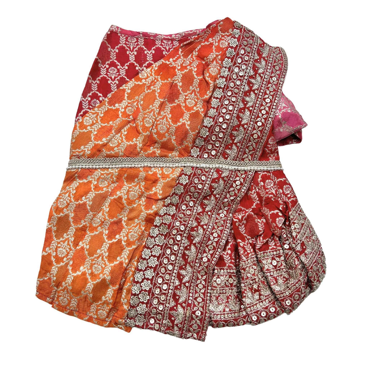 REDDISH GOLDEN BANARASI SAREE FOR DOGS AND CATS