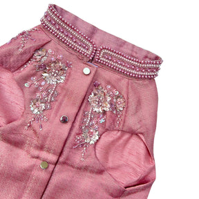 GULMARG PEARL PINK HAND EMBROIDERED DOG SHERWANI