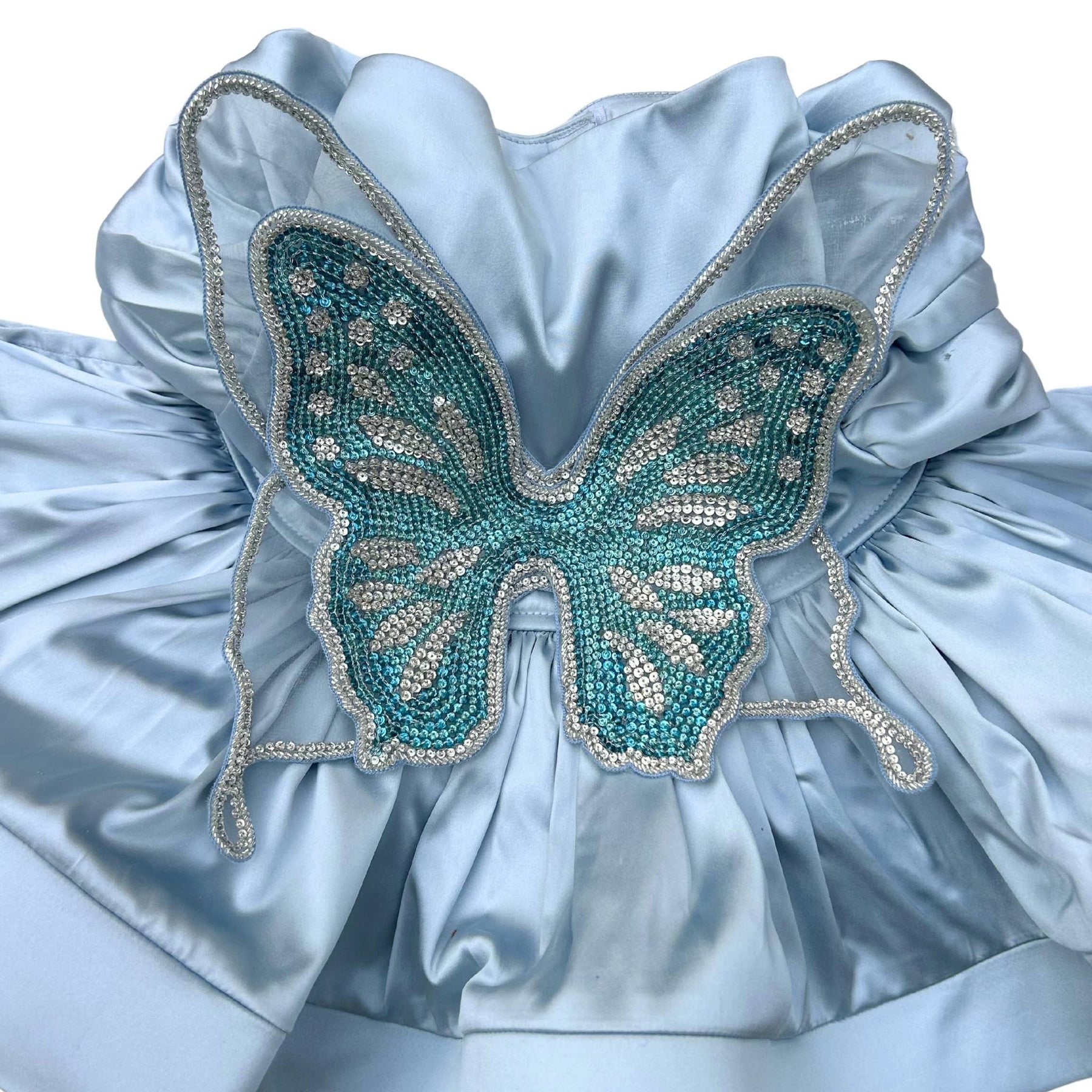 BLUE SILKWING PRINCESS DRESS WITH CROWN FOR DOGS AND CATS