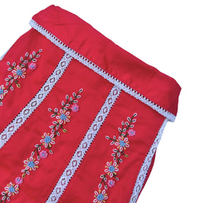 BLUSH RED FLORAL EMBROIDERED DRESS FOR DOGS AND CATS