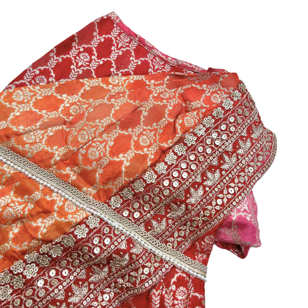 REDDISH GOLDEN BANARASI SAREE FOR DOGS AND CATS