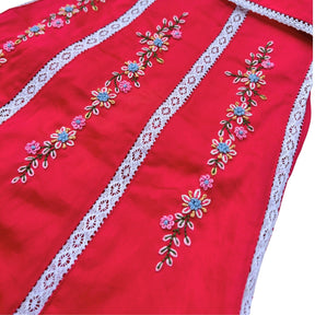 BLUSH RED FLORAL EMBROIDERED DRESS FOR DOGS AND CATS