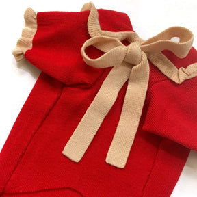 RED BOW DOG SWEATER