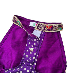PURPLE BANDHANI PRINT HALTER NECK LEHENGA FOR DOGS AND CATS