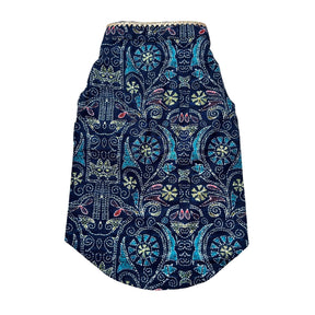 NAVY BLUE KANTHA PRINT COTTON KURTA FOR DOGS AND CATS