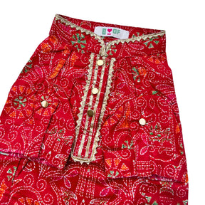 CRIMSON RED KANTHA PRINT COTTON KURTA FOR DOGS AND CATS