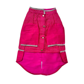 RANI PINK SITARA KOTI KURTA + PINK PAW RAKHI FOR DOGS AND CATS