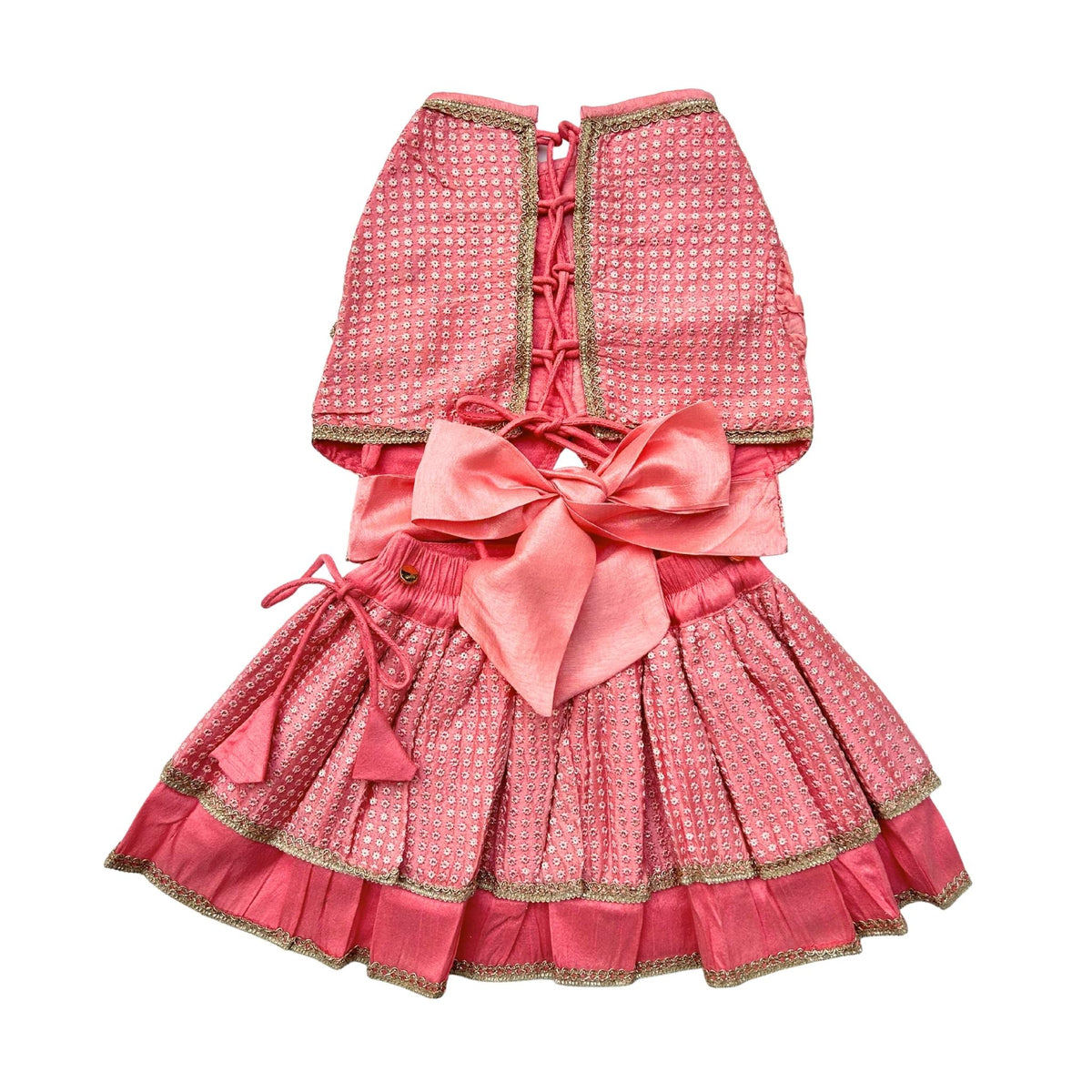 PEACH PINK SITARA BOW LEHENGA FOR DOGS AND CATS