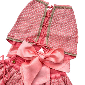 PEACH PINK SITARA BOW LEHENGA FOR DOGS AND CATS