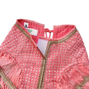 PEACH PINK SITARA BOW LEHENGA FOR DOGS AND CATS