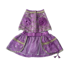 LAVENDER SEQUINS LEHENGA + PURPLE PEARL RAKHI FOR DOGS AND CATS