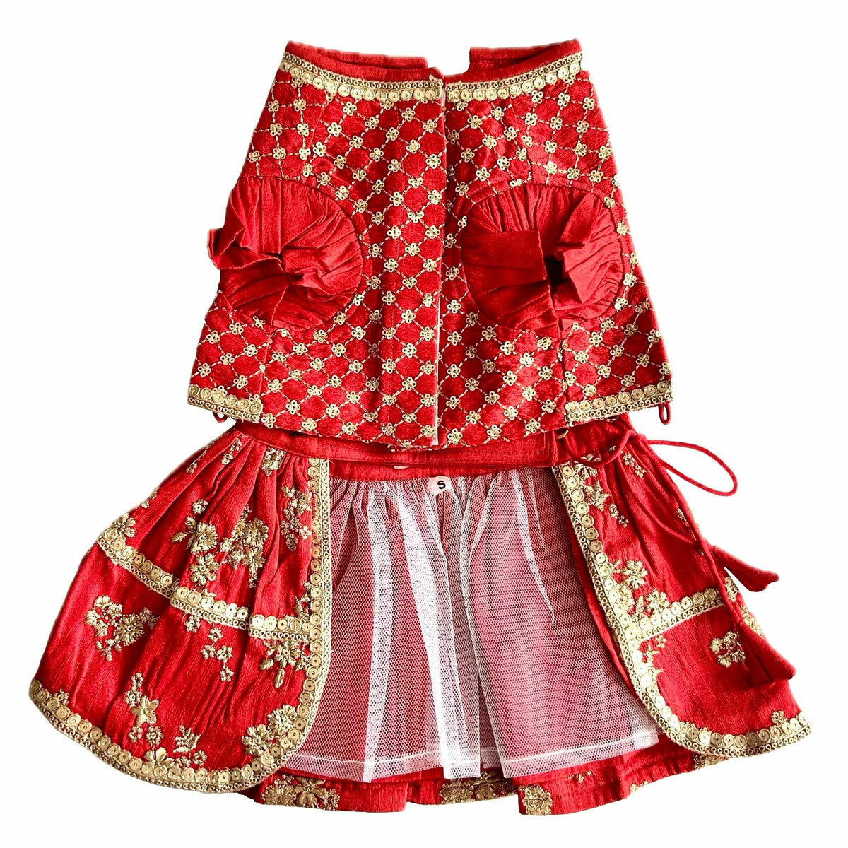 RED GOLD DOG LEHENGA