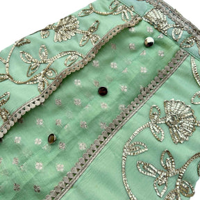PASTEL GREEN GOTA EMBROIDERY WAISTCOAT STYLE DOG KURTA