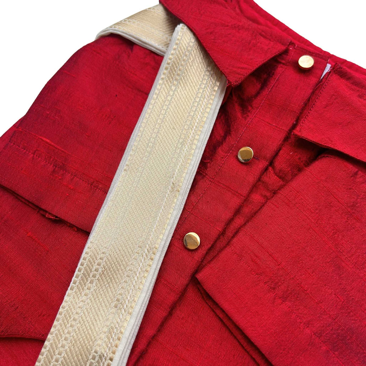 RED PURE RAW SILK DOG KURTA