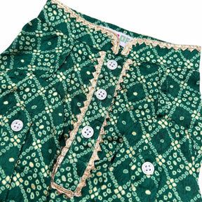 GREEN BANDHANI COTTON KURTA FOR DOGS AND CATS