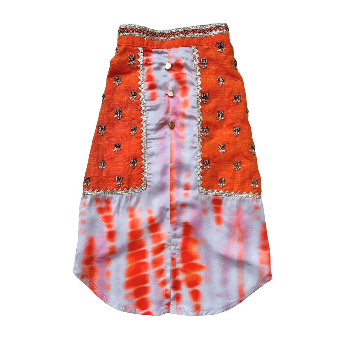 ORANGE TIE & DYE BUTTI WAISTCOAT STYLE KURTA FOR DOGS AND CATS