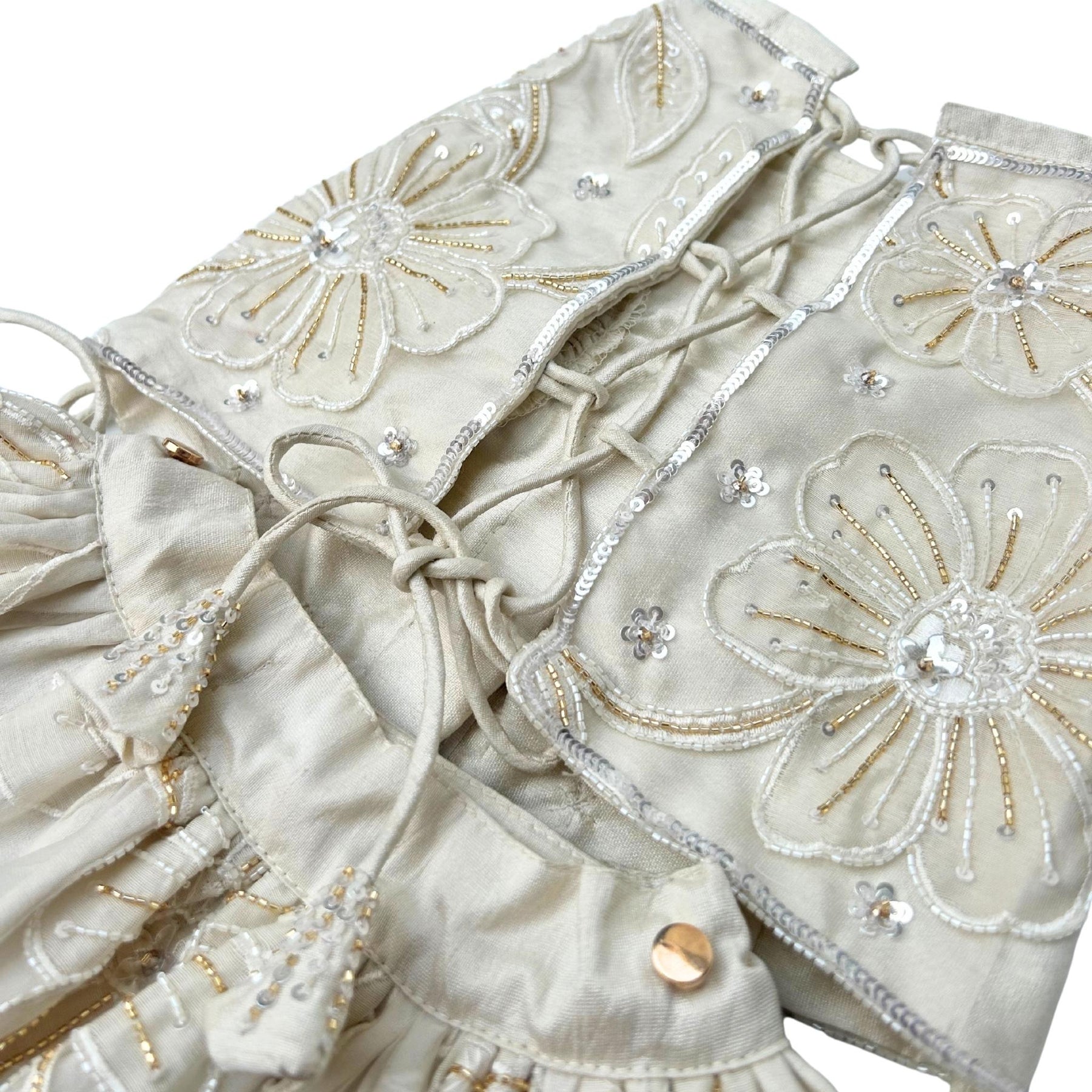 BEADED FLOWER APPLIQUE HAND EMBROIDERED LEHENGA FOR DOGS AND CATS