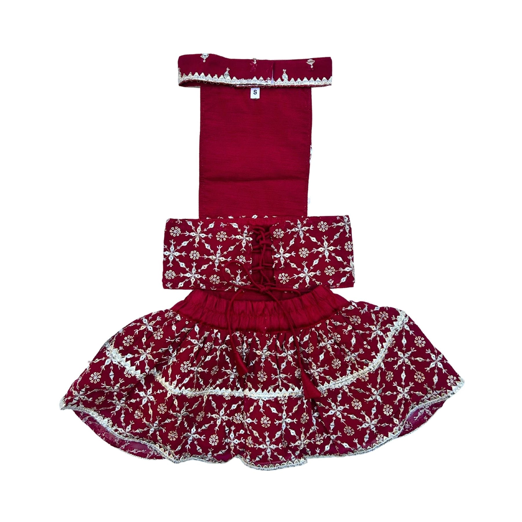 RED FESTIVE DOG LEHENGA