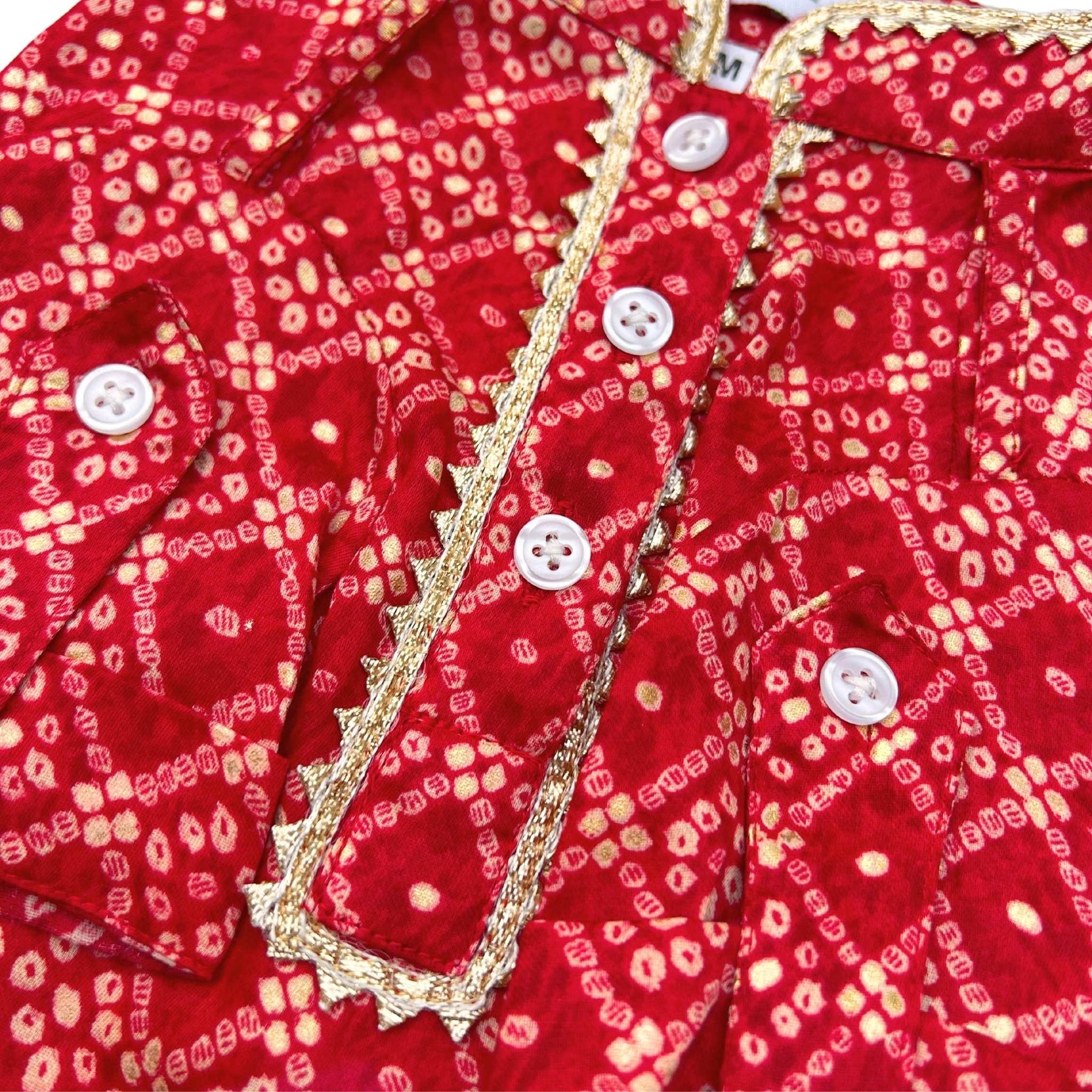 RED BANDHANI COTTON KURTA FOR DOGS AND CATS