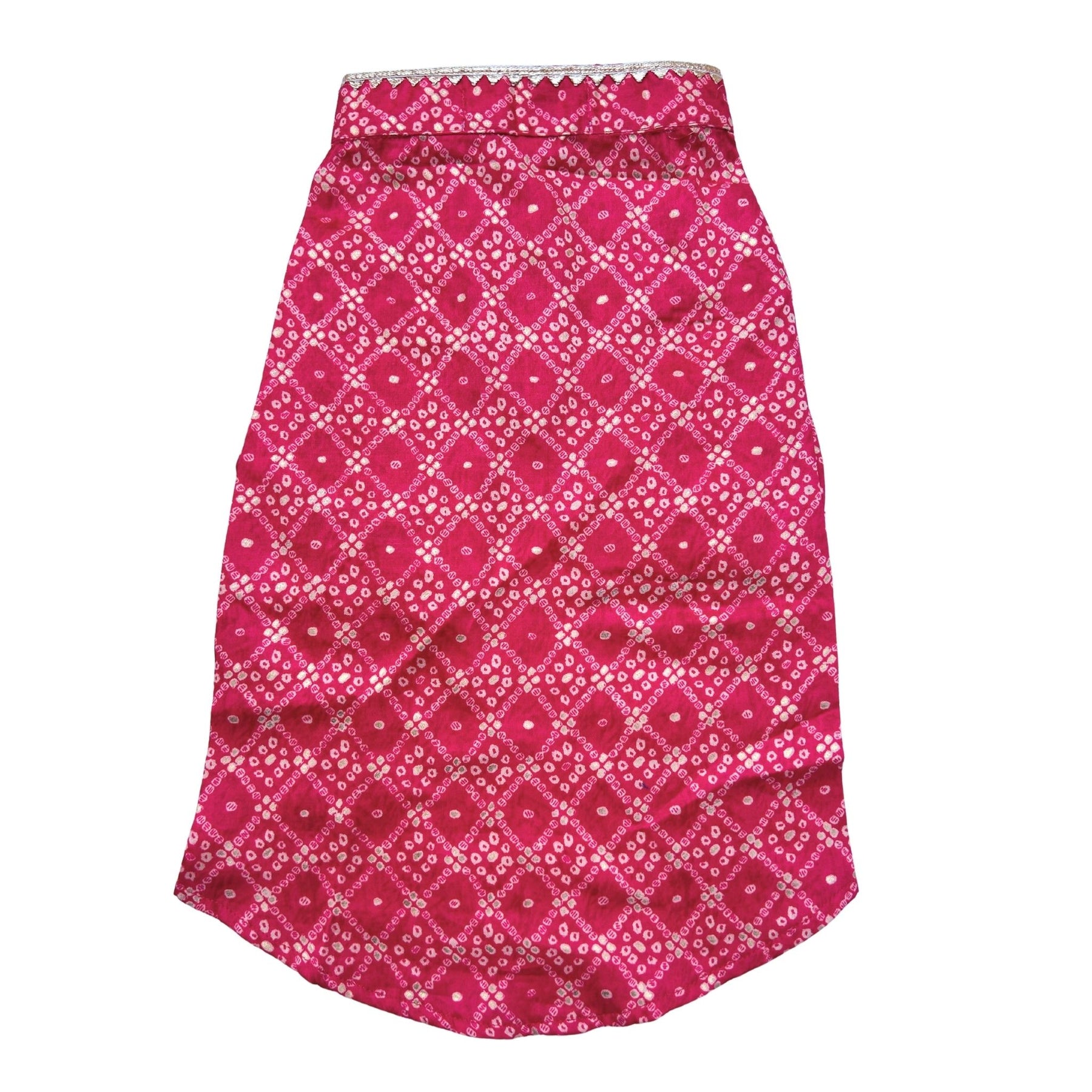 PINK BANDHANI COTTON KURTA + BONE RAKHI FOR DOGS AND CATS