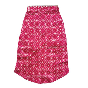 PINK BANDHANI COTTON KURTA + BONE RAKHI FOR DOGS AND CATS