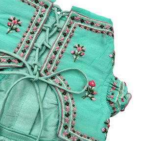 GULDASTA THREAD EMBROIDERED TEAL LEHENGA FOR DOGS AND CATS